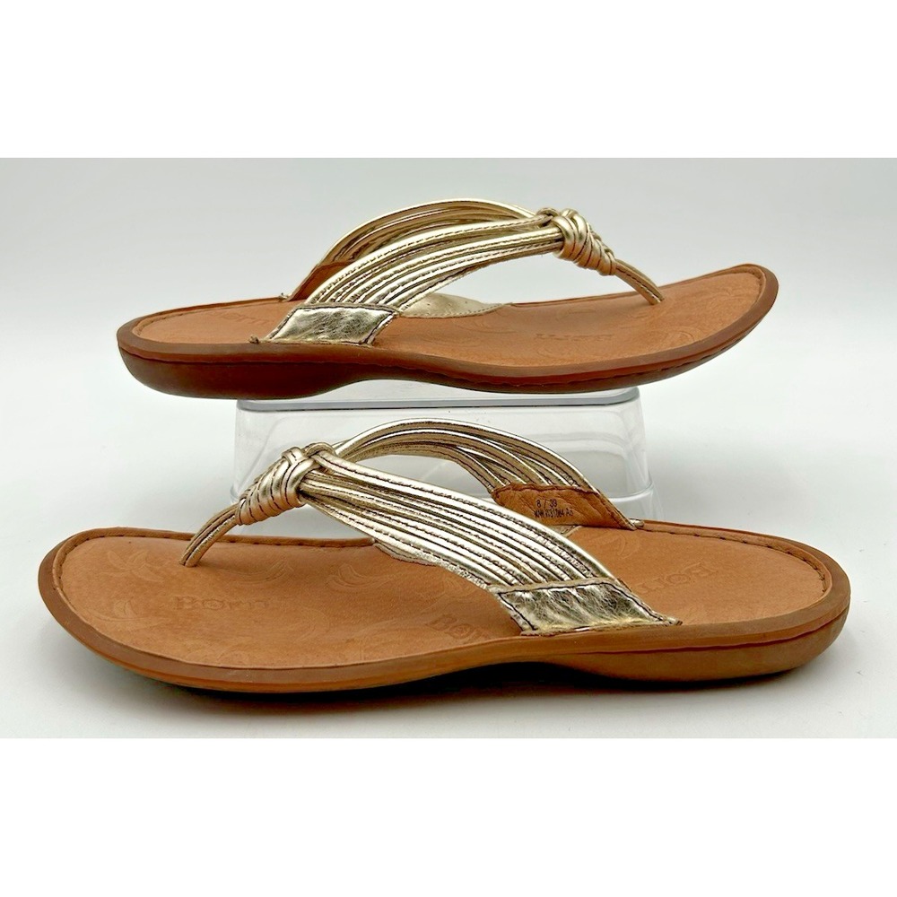 Born Thong Flip Flop "Lory" Sandals Metallic Gold Leather Womens Size 8M/W